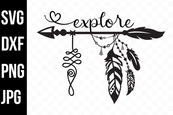 Download Explore Typography Boho Arrow Feathers - Explore Collection