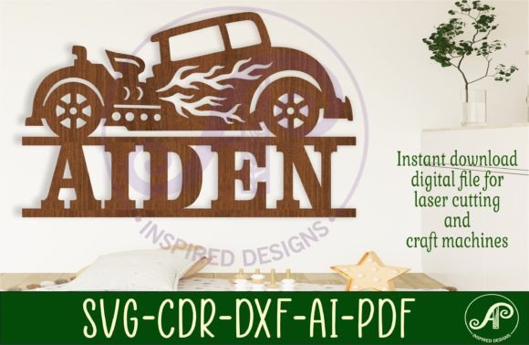 Download Hot Rod Race Car Name Sign Svg Laser Cut - Race car Collection