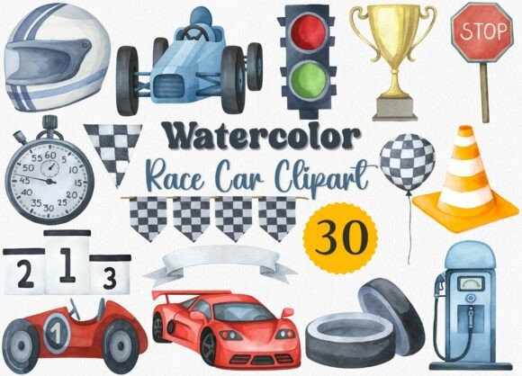 Download Watercolor Race Car Clipart, Racing PNG - Race car Collection
