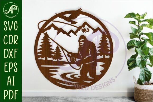 Download Bigfoot Fly Fishing Wall Art Sign, SVG F - Wall art Collection