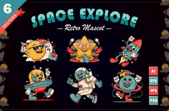 Download Space Explore Retro Mascot - Explore Collection