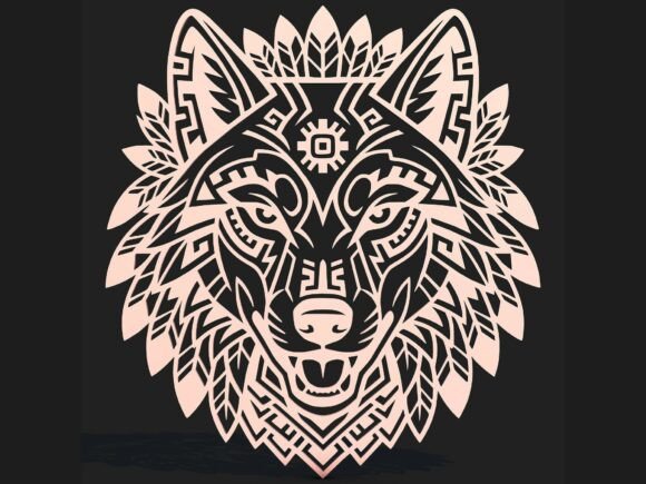 Download Aztec Wolf Head CNC Wall Art Design - Wall art Collection