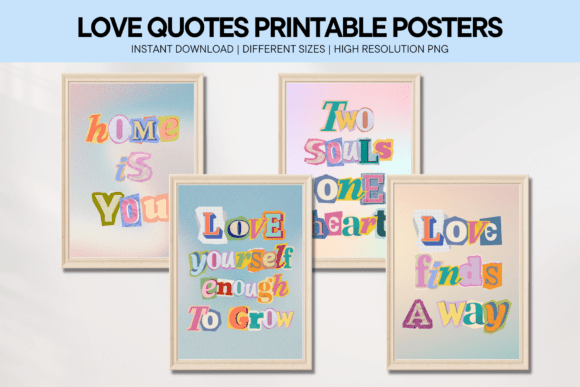 Download Love Quotes Retro Wall Art Posters Set - Wall art Collection